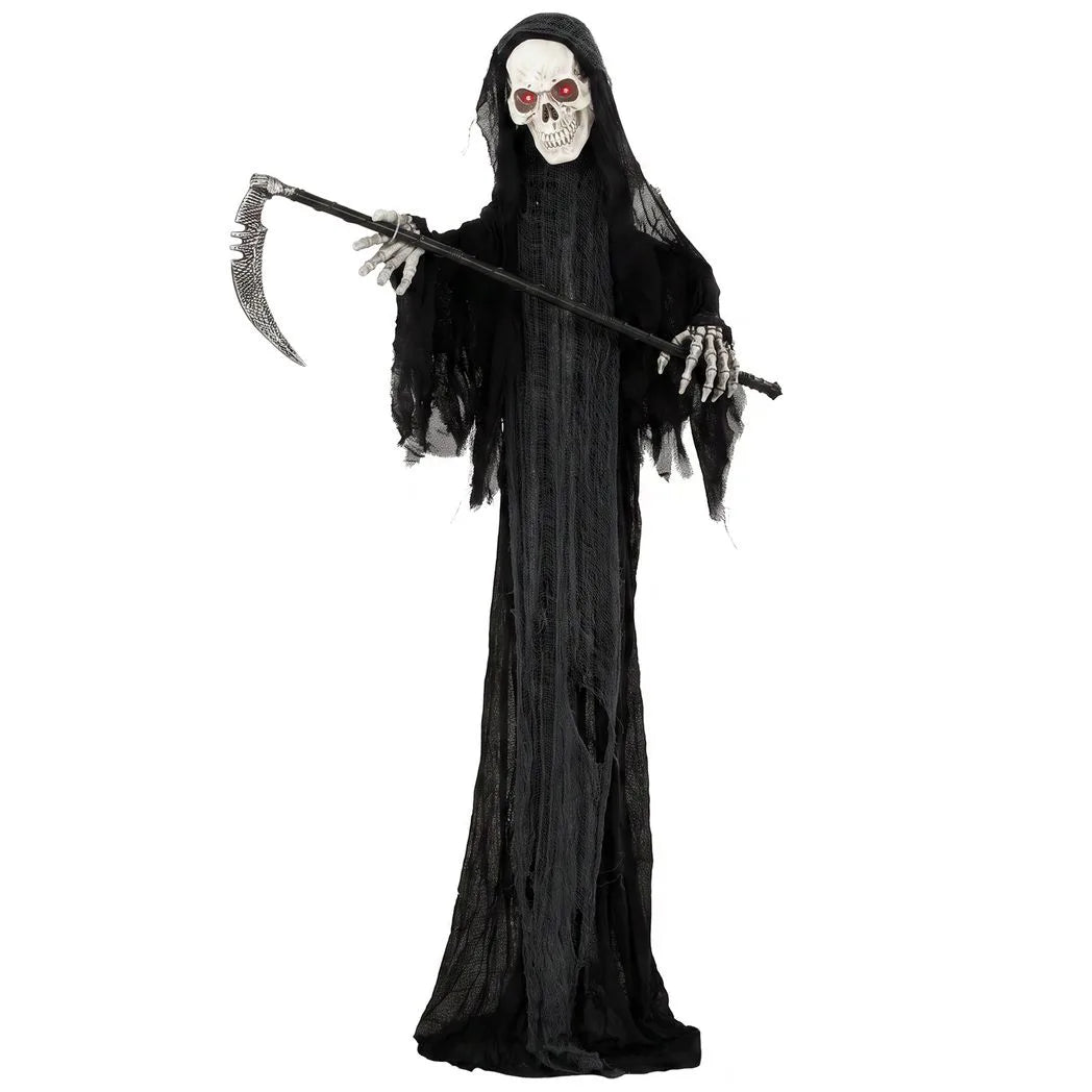 HOMCOM 183cm Life Size Animated Grim Reaper Halloween Decoration