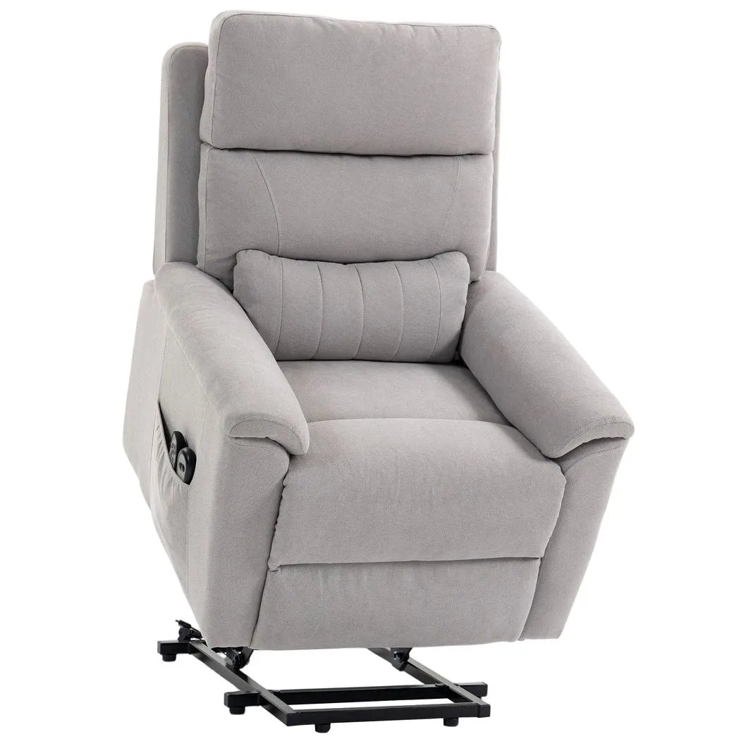 HOMCOM Power Lift Recliner Chair with Massage & Heat – Electric Lift Chair, Terry Cloth, Light Grey