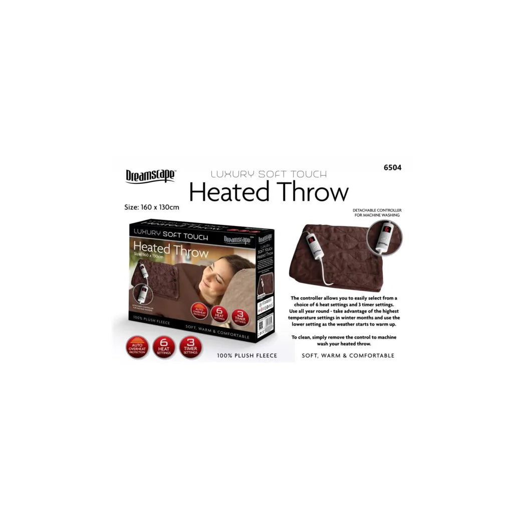 Luxury Soft Touch Electric Heated Throw Blanket, 160 x 130cm – Cosy Heated Home Comfort
