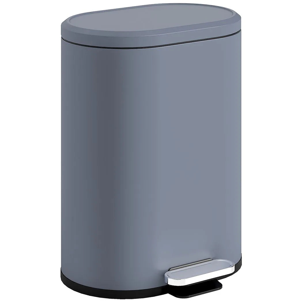 HOMCOM 30L Modern Curved Kitchen Bin with Soft-Close Stay-Open Lid and Removable Bucket – Pedal Bin, Grey