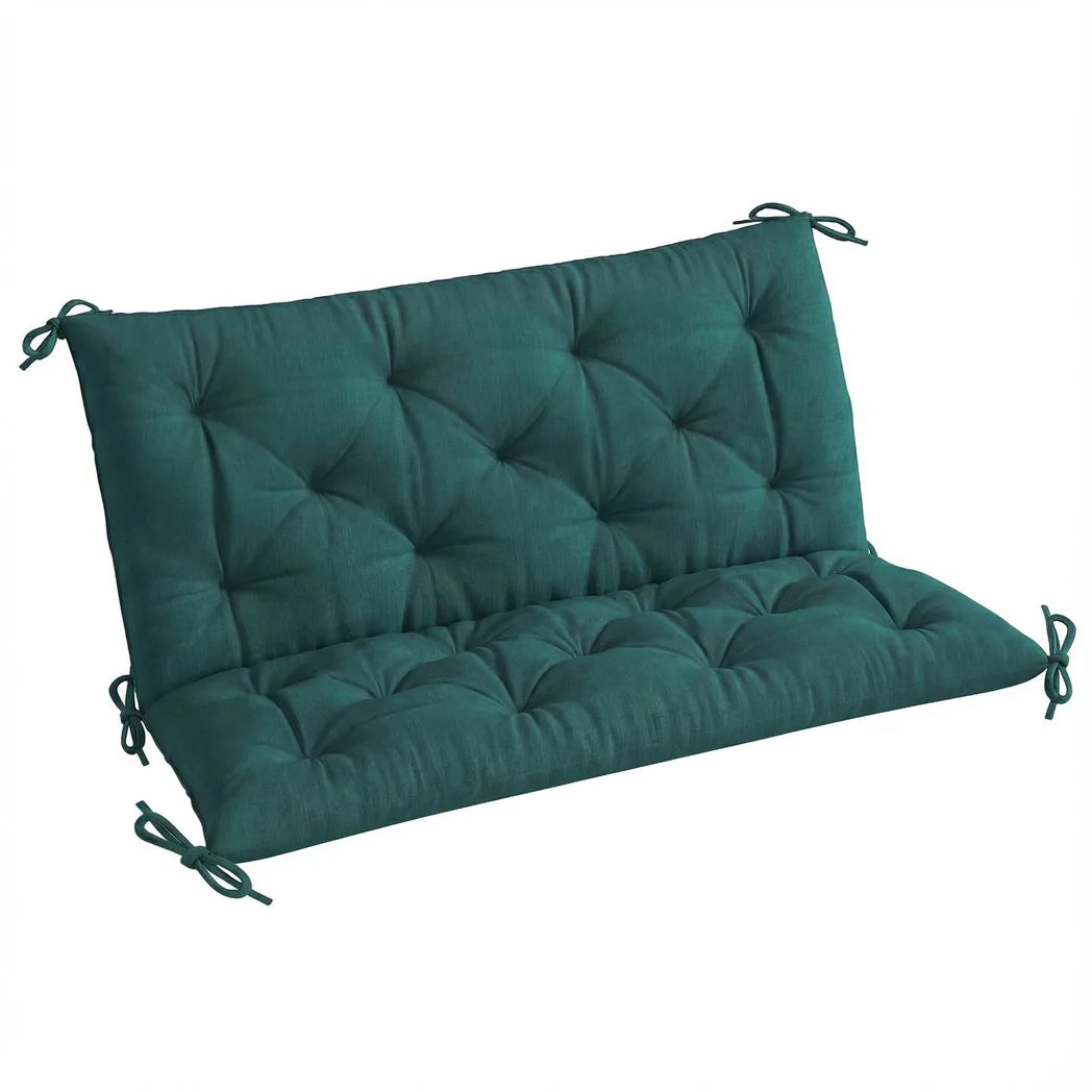 Outsunny 2 Seater Garden Bench Cushion with Backrest and Ties, Indoor and Outdoor, 98 x 100 cm, Green