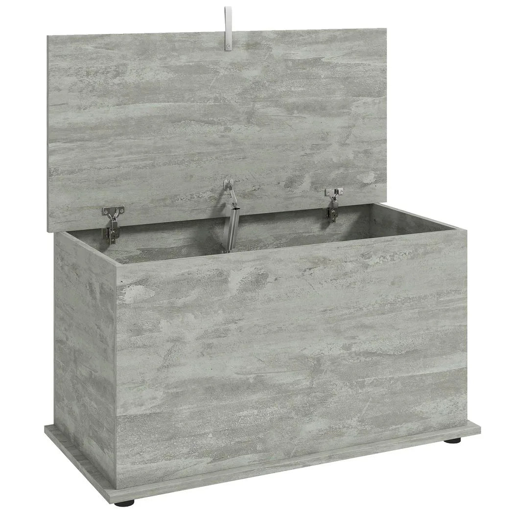 HOMCOM 102L Storage Chest & Blanket Box with Safety Hinged Lid, 80 x 40 x 45 cm – Grey