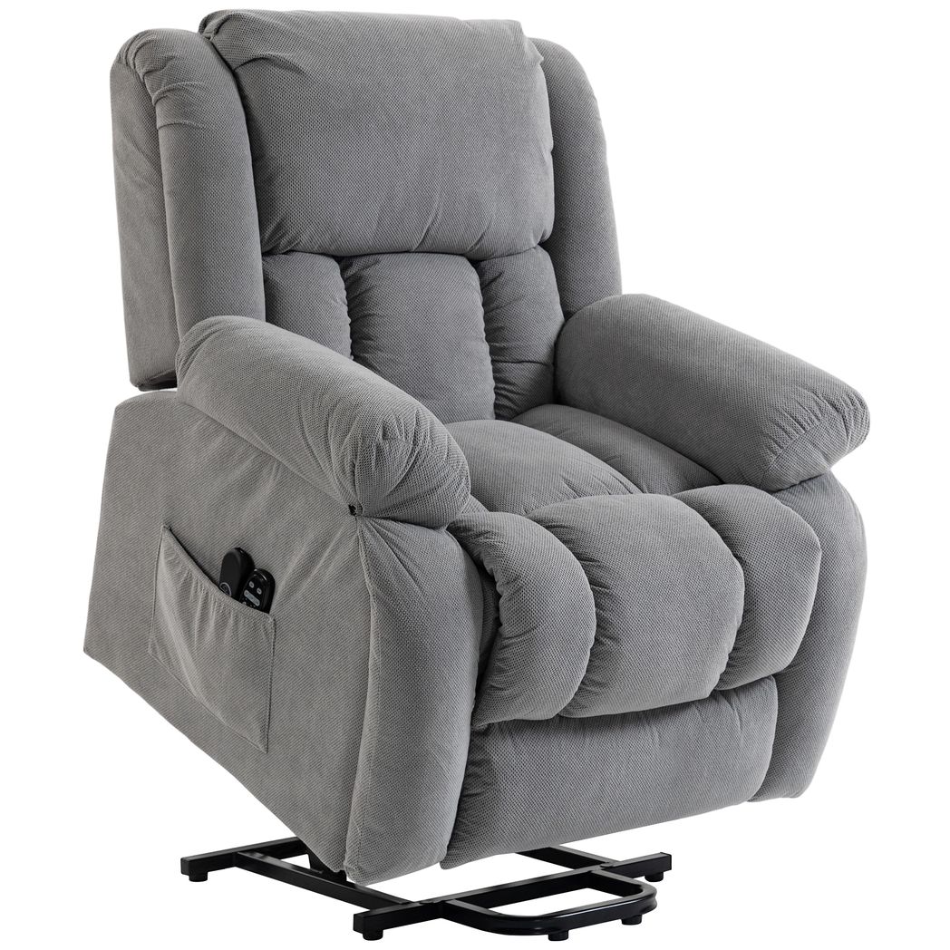 HOMCOM Electric Lift Recliner Chair with Vibration Massage, Heat and USB Port – Wide Seat, Light Grey