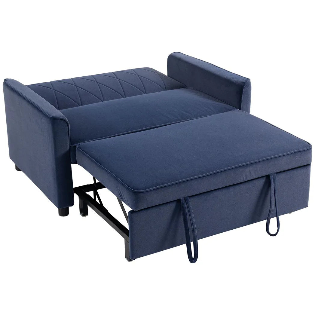 HOMCOM 2 Seater Sofa Bed with 3-in-1 Pull-Out Design and Click-Clack Backrest – Guest Bed, Dark Blue