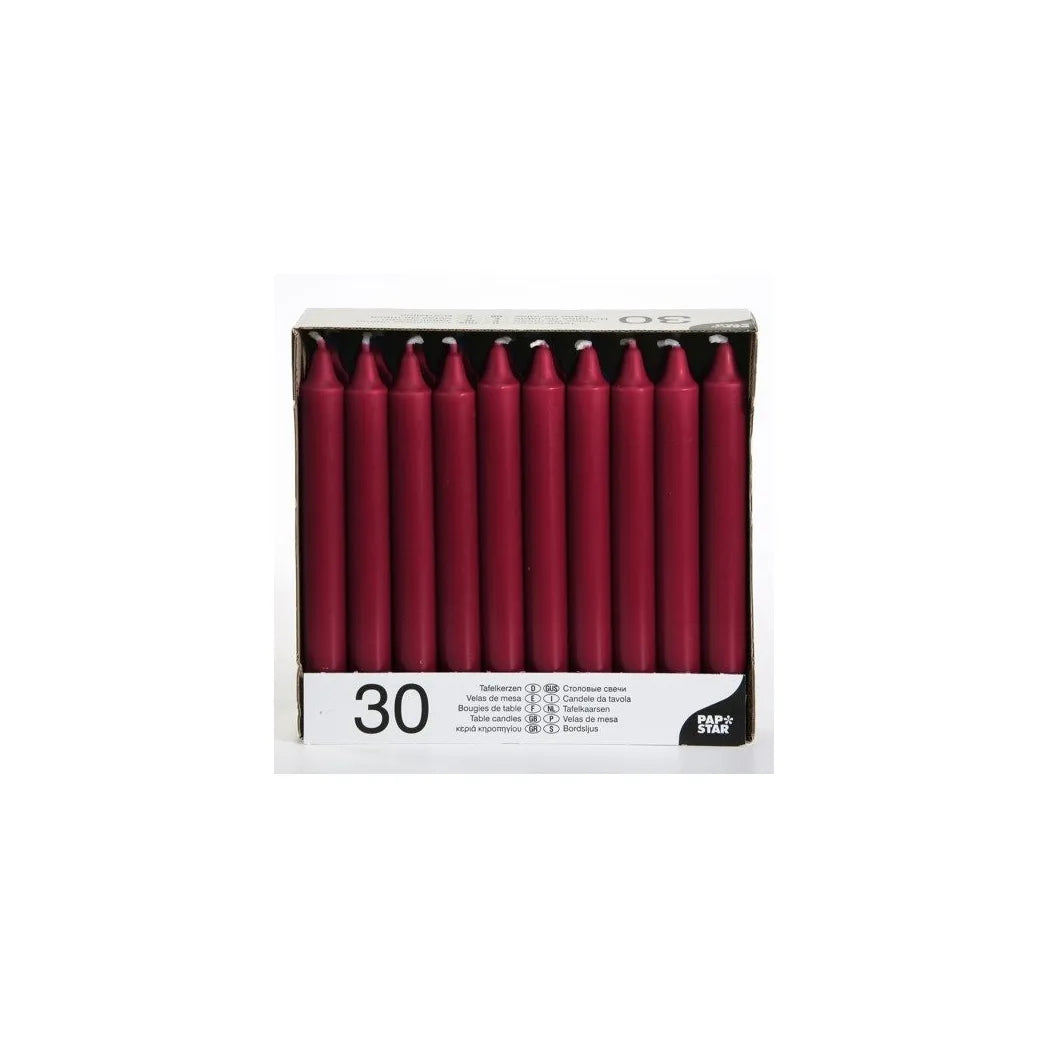 MM HOMESTORES Table Candles 8" Pack of 30 – Dining & Home Decor, Burgundy