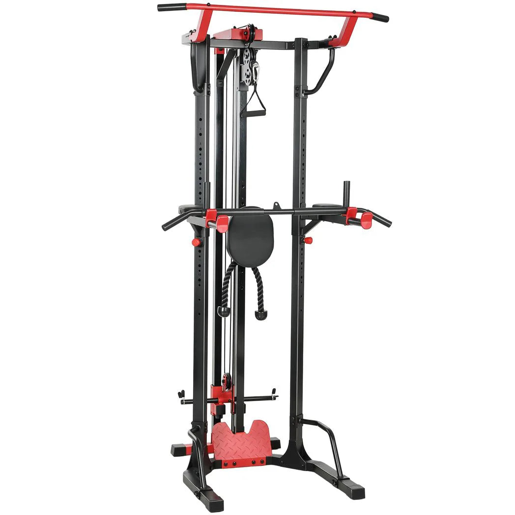 SPORTNOW Power Tower with Lat Pull Down, Pull Up Bar & Dip Station – Adjustable Home Gym Station, 300 kg Capacity