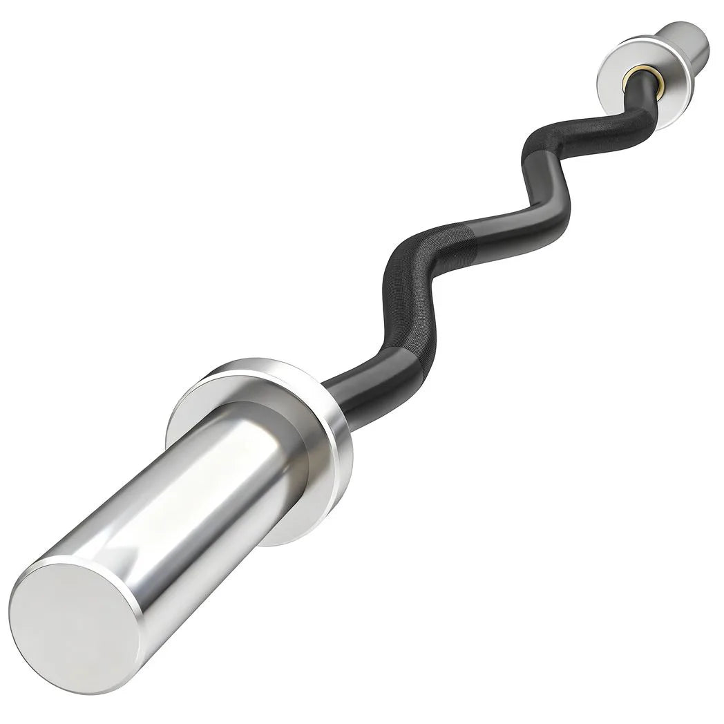 SPORTNOW 4ft Olympic EZ Curl Bar for 2" Weight Plates with Knurled Non-Slip Grip & Rotating Sleeves – 120cm Barbell