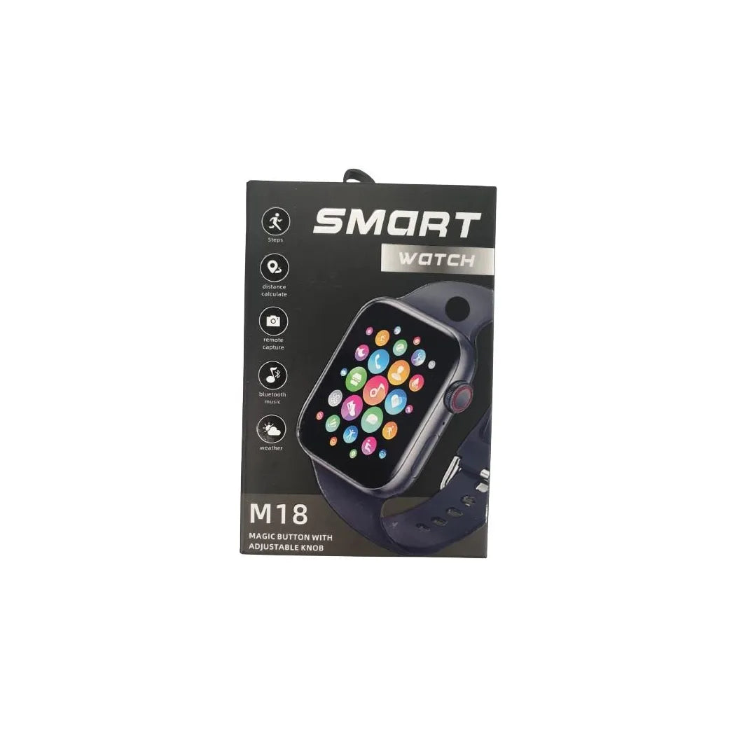 M18 Smart Watch with Magic Button, Adjustable Knob and Black Rubber Strap – Bluetooth, IP67