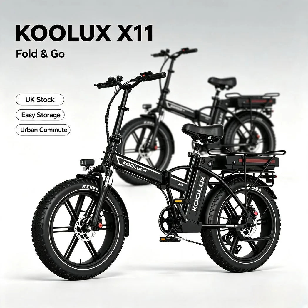 KOOLUX X11 Folding Electric Bike with 750W Motor, Dual 48V Batteries & Fat Tyres – 80–150km Range E-Bike