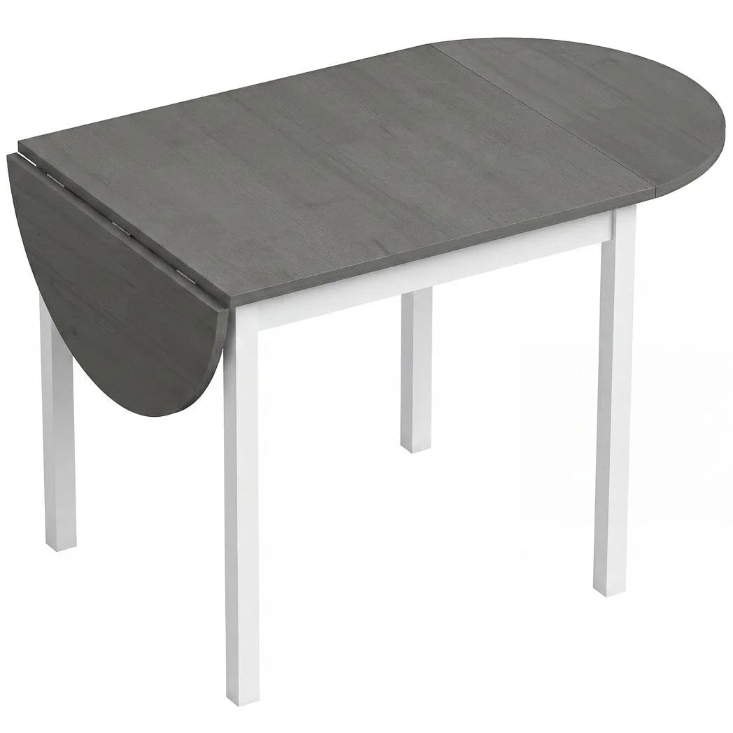 HOMCOM Wooden Drop-Leaf Dining Table for 4–6 People – Folding Pine Wood Table with Anti-Slip Feet, Grey