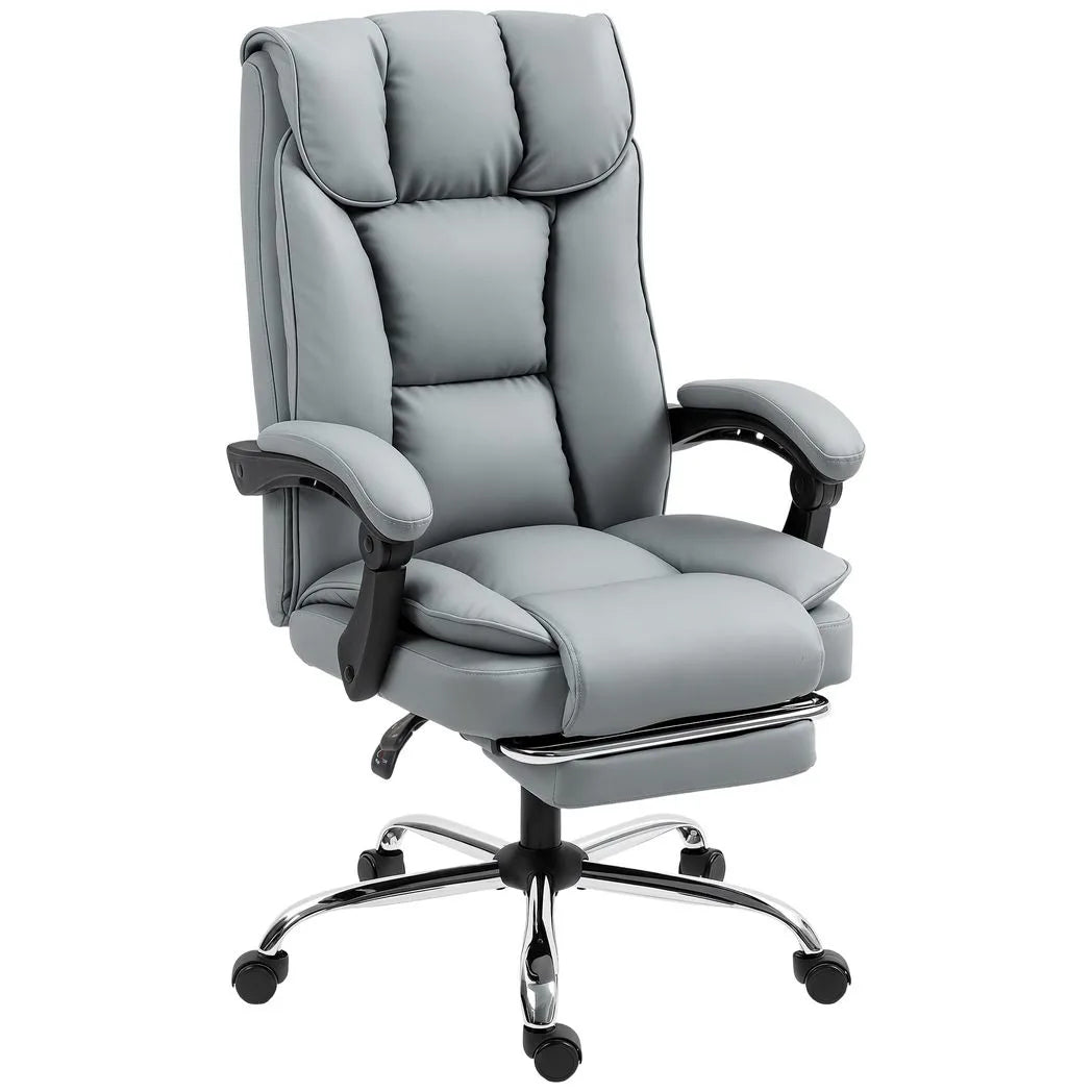 HOMCOM 155° Reclining Faux Leather Swivel Office Chair with Footrest – Height Adjustable, Black