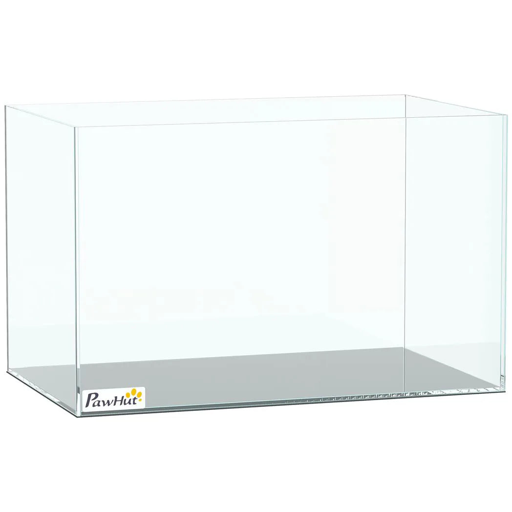 PawHut 24L Bare Glass Fish Tank with Protective Base Mat – DIY Aquarium for Fish and Shrimps, Transparent