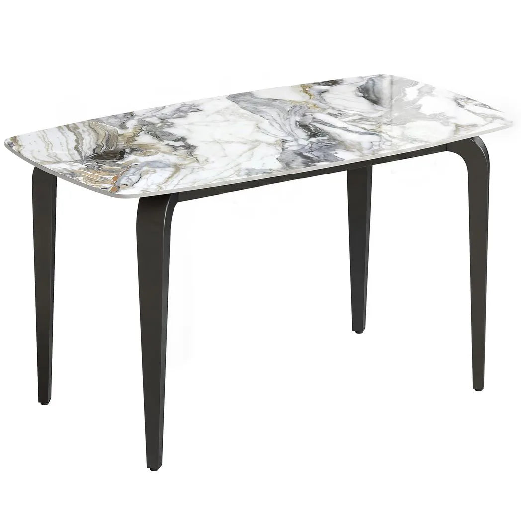 HOMCOM Dining Table for 4 with Sintered Stone Top and Metal Legs – Modern Kitchen Table, White