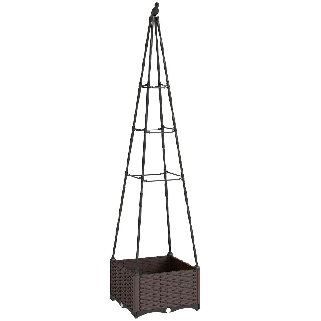 Outsunny Self-Watering Raised Garden Bed with Trellis & Drainage Holes – Tall Planter for Climbing Plants