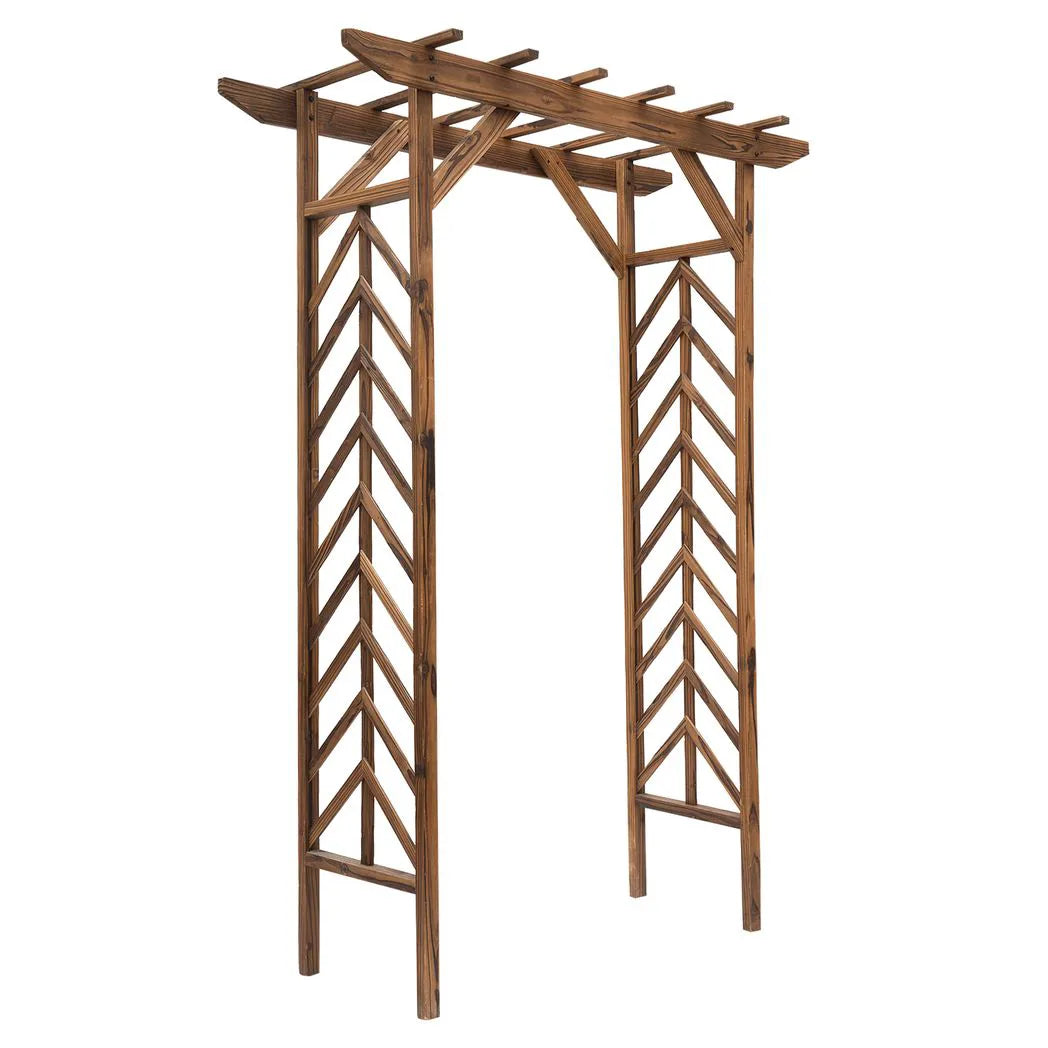 Outsunny Wooden Garden Arch with Pergola-Style Roof – Fir Wood Arbour Trellis for Climbing Plants