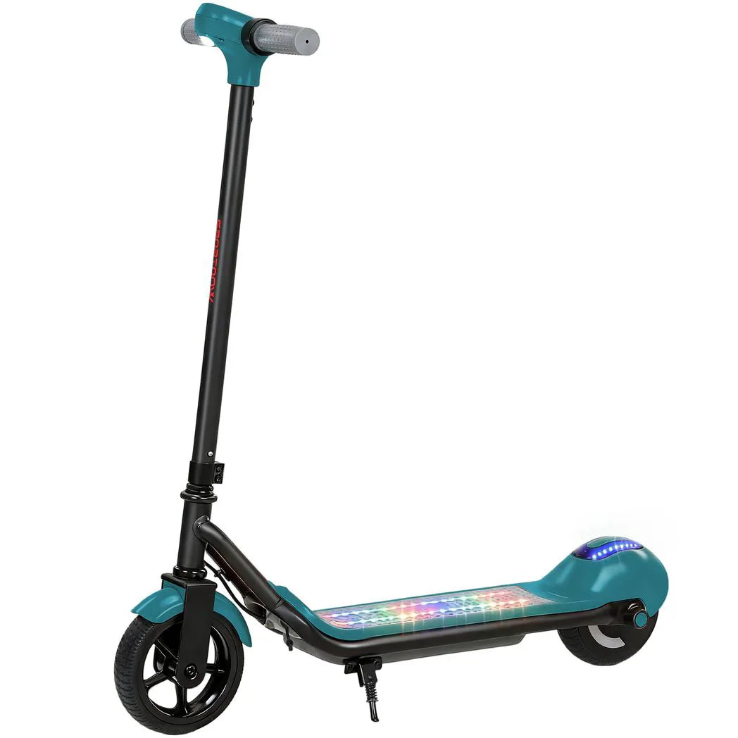 SPORTNOW Electric Scooter for Kids with LED Display, RGB Lights and Handbrake – Kick-to-Start, Green