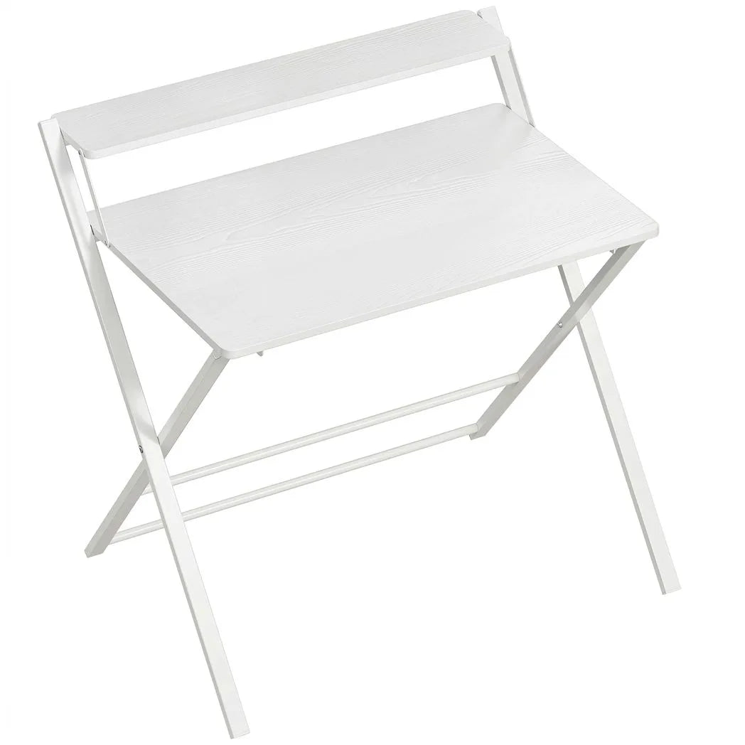 HOMCOM Compact Folding Desk with Storage Shelf – Space-Saving Home Office Computer Desk, White