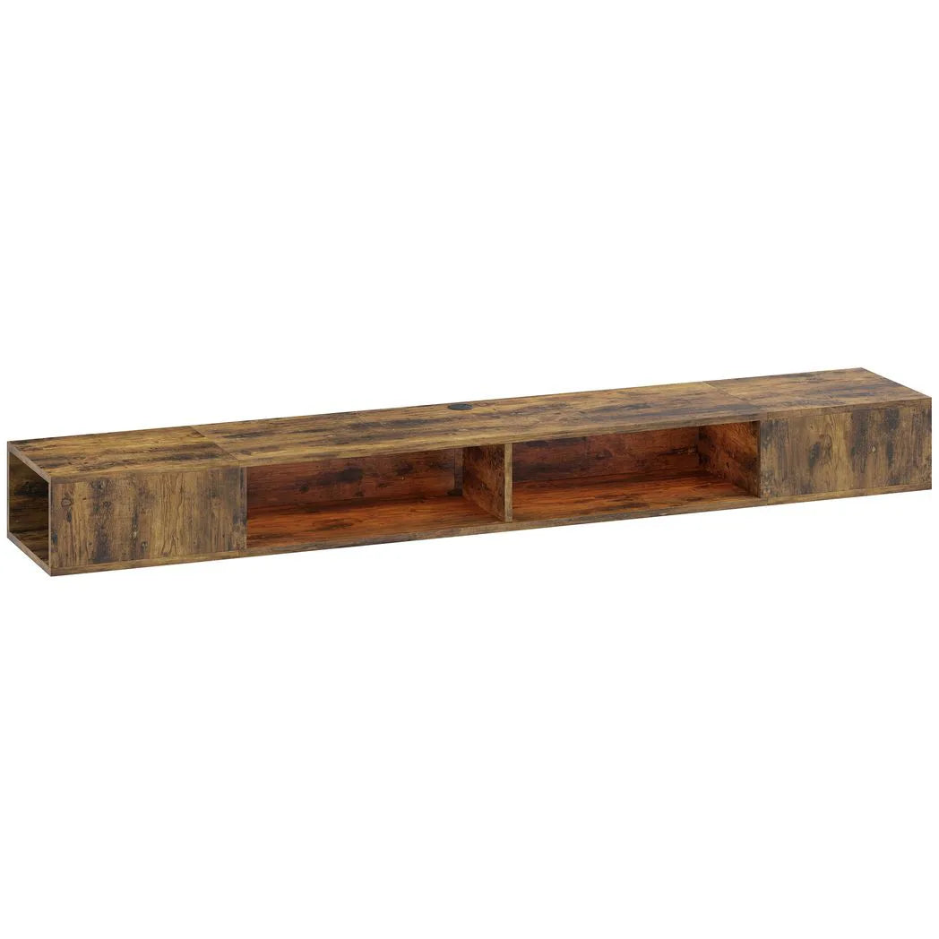 HOMCOM Wall-Mounted TV Stand with RGB LED Lights for TVs up to 75 Inch – Floating Entertainment Unit, Brown