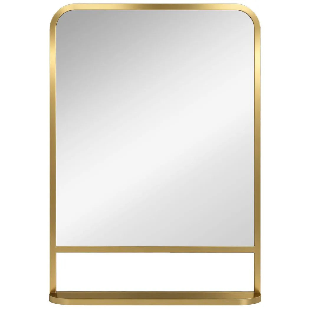 HOMCOM Modern Rectangular Wall Mirror with Storage Shelf, 70 x 50 cm, Gold Tone