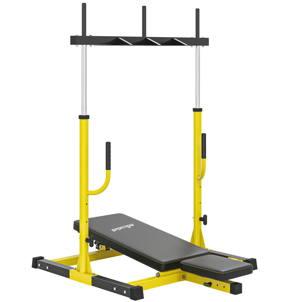 SPORTNOW Vertical Leg Press Machine with Adjustable Backrest & Headrest – 1" Standard Plate Home Gym, Yellow