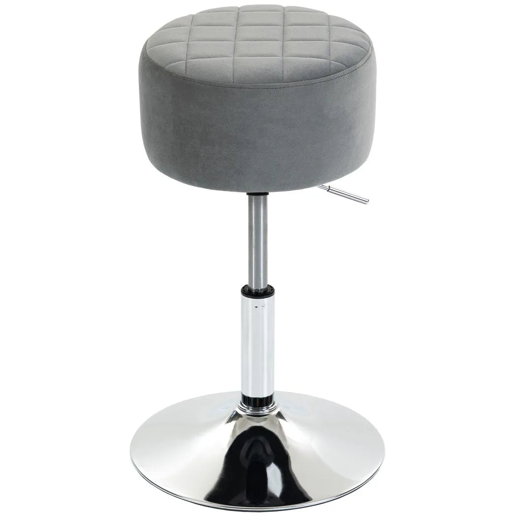 HOMCOM Adjustable Swivel Bar Stool with Velvet-Feel Padded Seat – Single Kitchen Breakfast Barstool, Grey