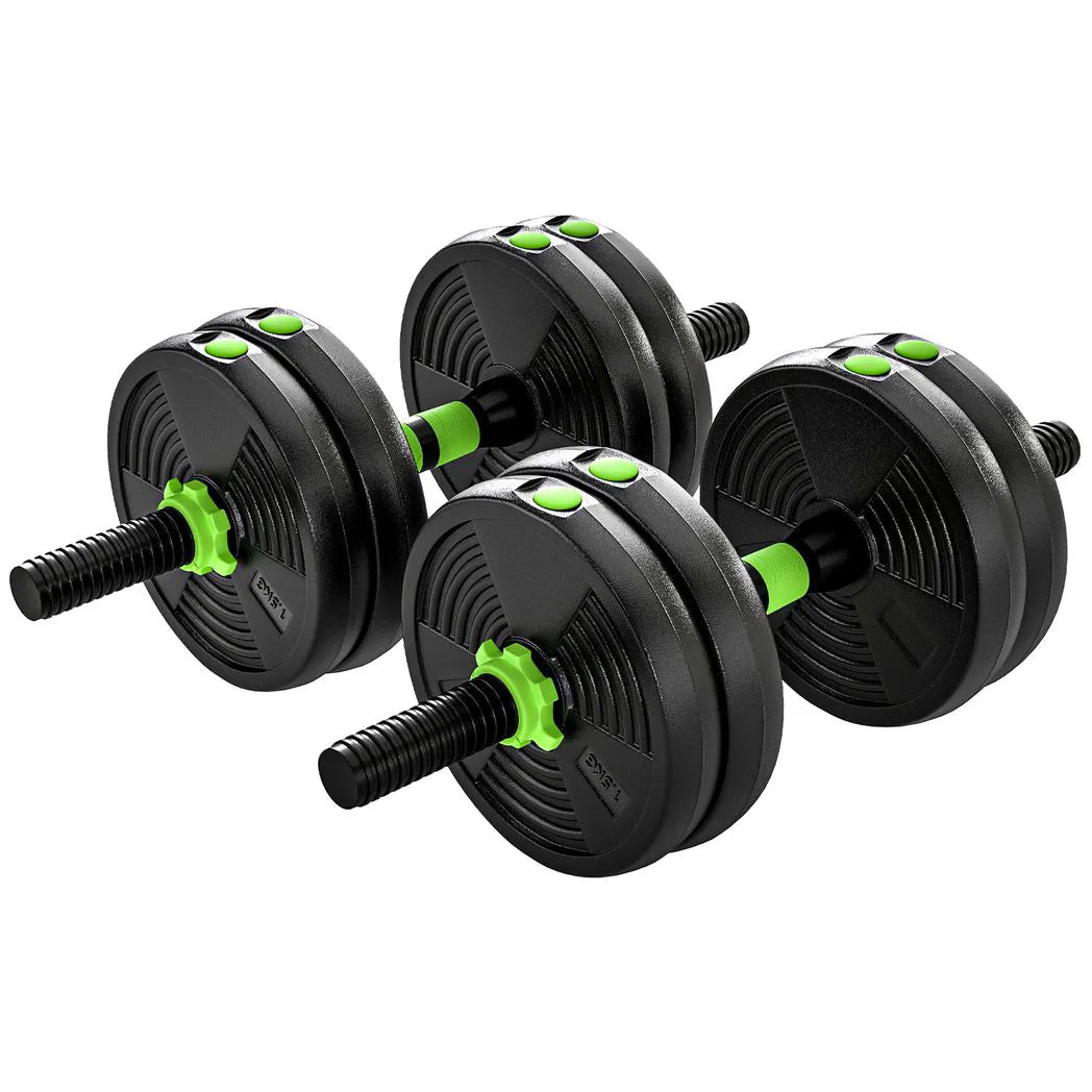 SPORTNOW 15kg 3-in-1 Adjustable Dumbbell & Barbell Set with EZ Curl Bar & Connecting Rod – Home Gym Weights, Green