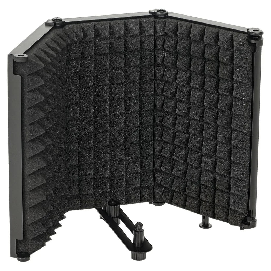 HOMCOM Studio Microphone Isolation Shield with 3 Foldable Foam Panels & 3/8" Mount – Home Recording, Black