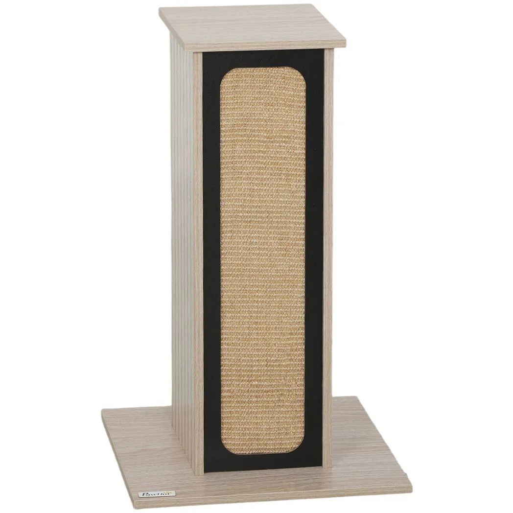 PawHut 63cm Cat Scratching Post with Replaceable Scratching Board, Top Perch & Sisal Scratch Mat – Oak