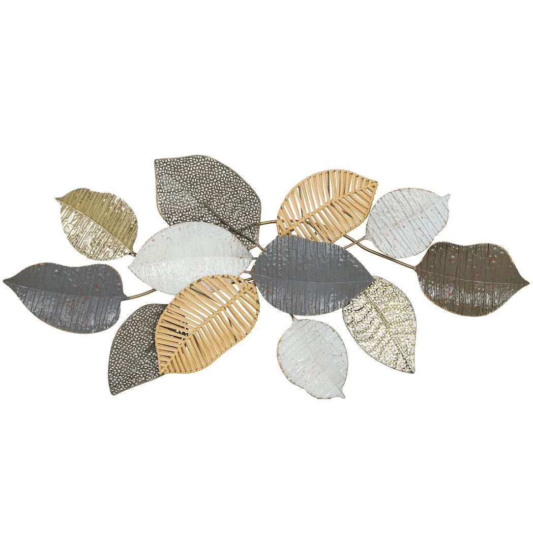 HOMCOM Leaf Design Metal Wall Art