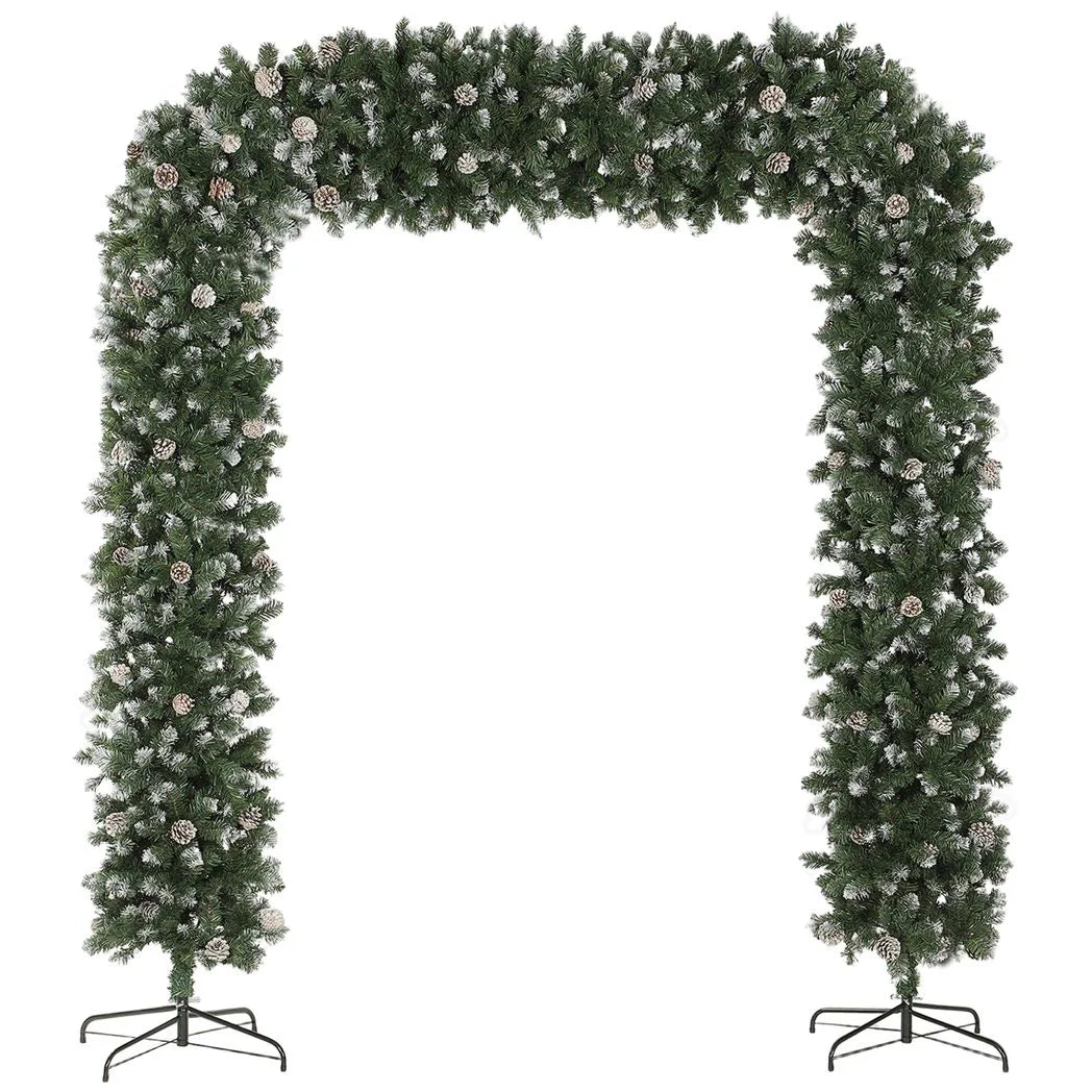 HOMCOM 8.2 ft Snow Frosted Christmas Tree Arch