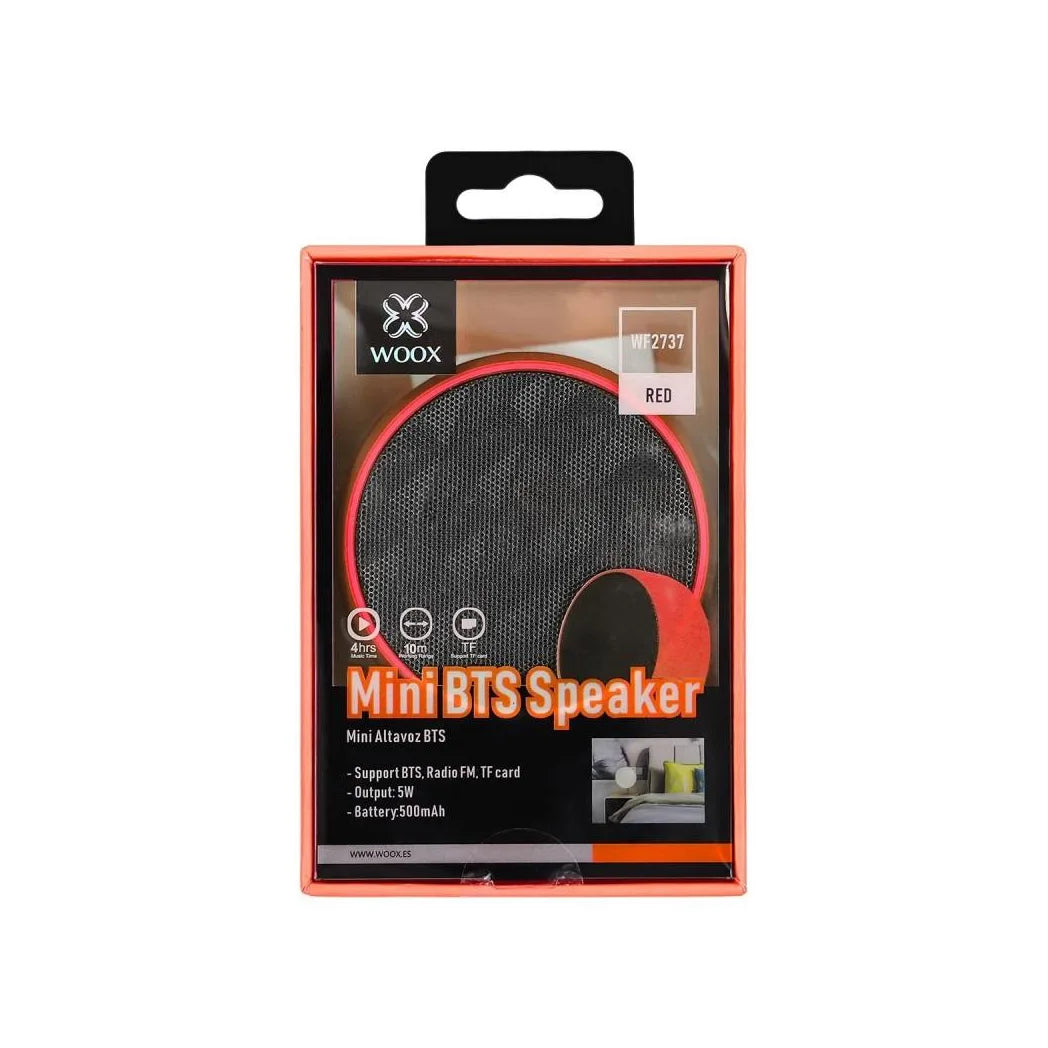 WOOX WF2763 Mini Bluetooth Speaker with FM Radio & TF Card Support – Portable Wireless Speaker, Red