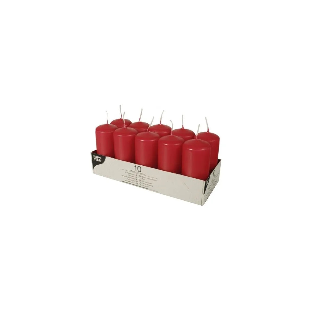 Pillar Candles 9cm Pack of 10 – Home Decor Candle Set, Red