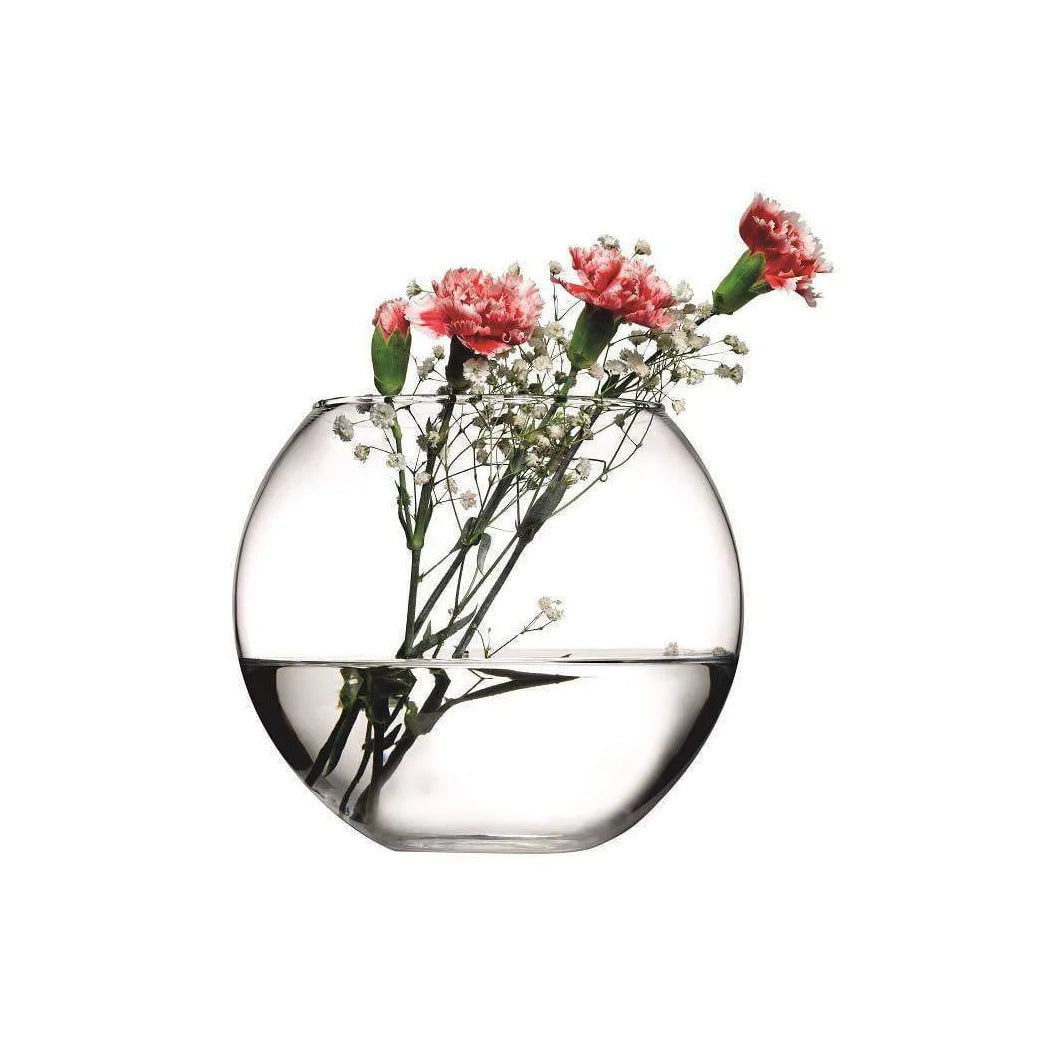 Botanica Floral Round Clear Glass Vase – Botanical Design for Fresh or Faux Flowers