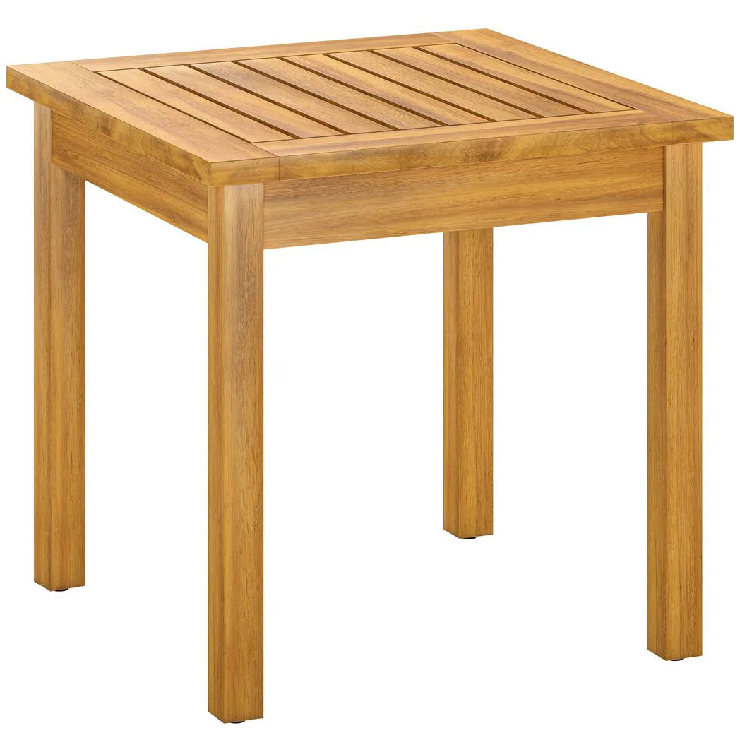 Outsunny Solid Acacia Wood Coffee Table with Slatted Top – Fully Assembled Indoor Outdoor Table, Natural