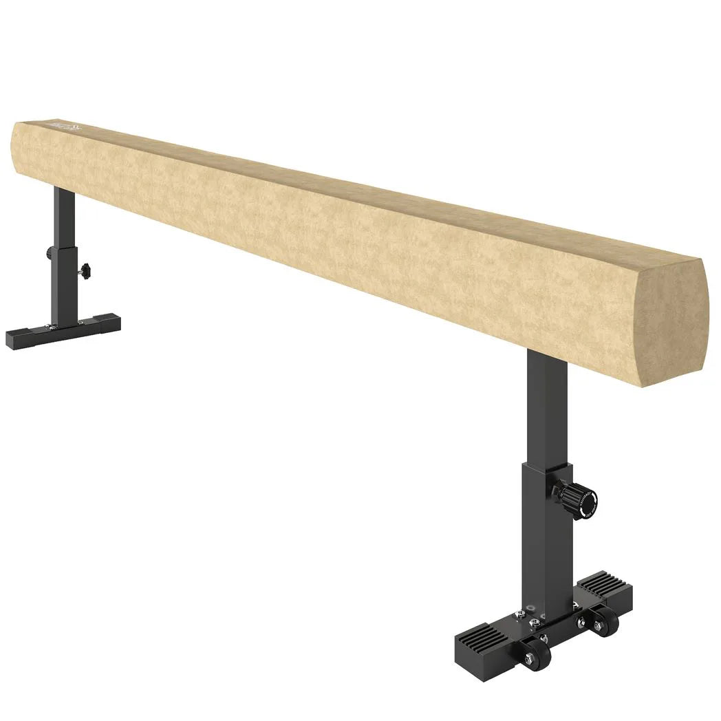 HOMCOM 7.5ft Adjustable Balance Beam with Wheels & 3 Height Settings – Gymnastics Training Beam for Ages 6+