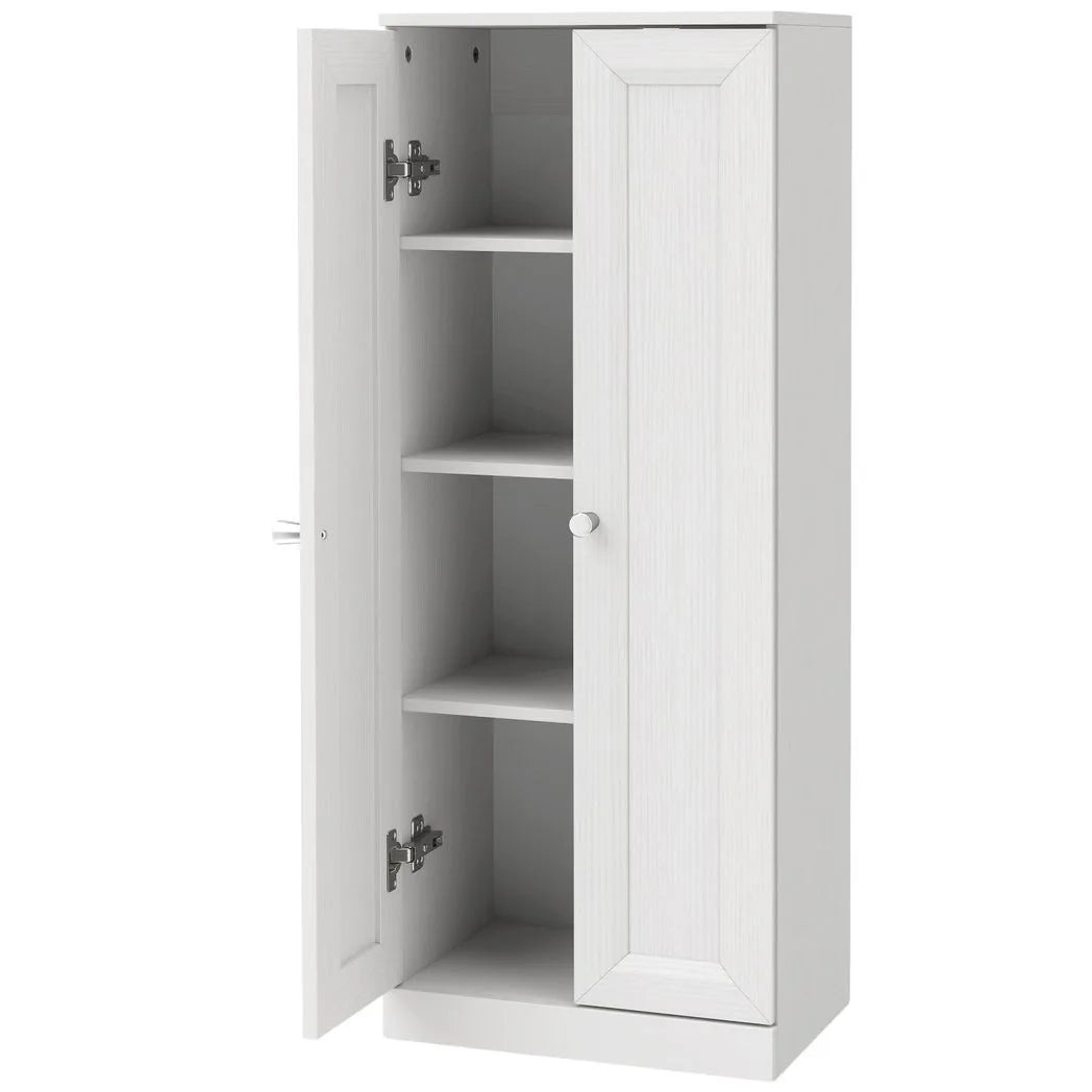 HOMCOM Narrow Bathroom Cabinet with 2 Doors & 4 Tiers – Slim Freestanding Storage Cupboard