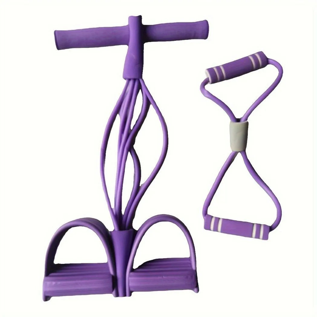 Multi-Function Tension Rope 6Tube Gym Fitness Foot Pedal Exerciser Pull Band New-Purple