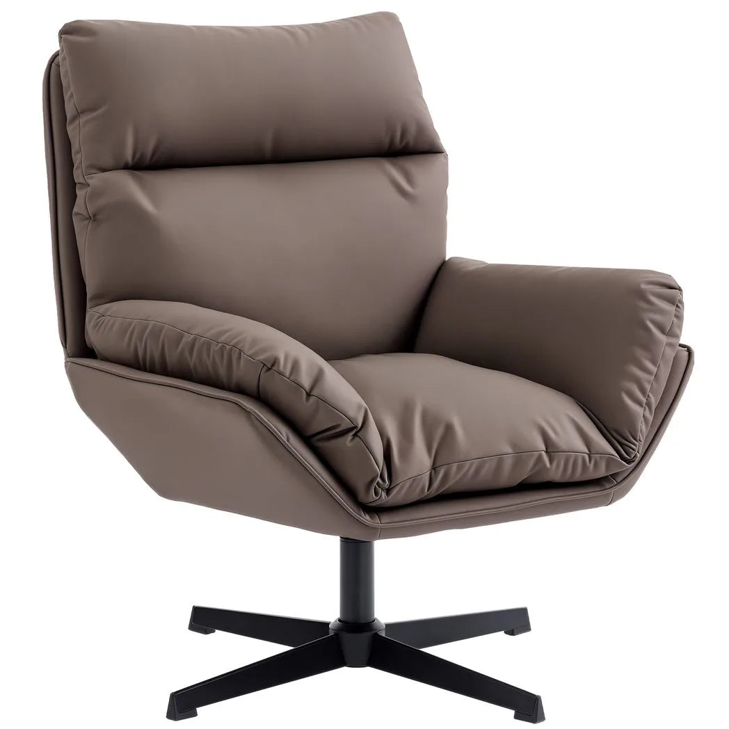 HOMCOM Swivel Accent Chair with Padded Cushion and Steel Frame – 360° Armchair for Living Room, Dark Brown