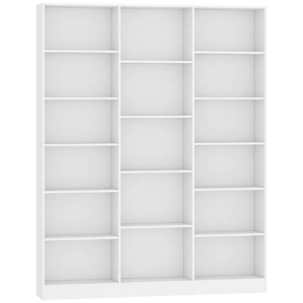 HOMCOM 17-Cube Tall Bookcase with Adjustable Shelves & Anti-Tipping Hardware – Open Storage Bookshelf, White