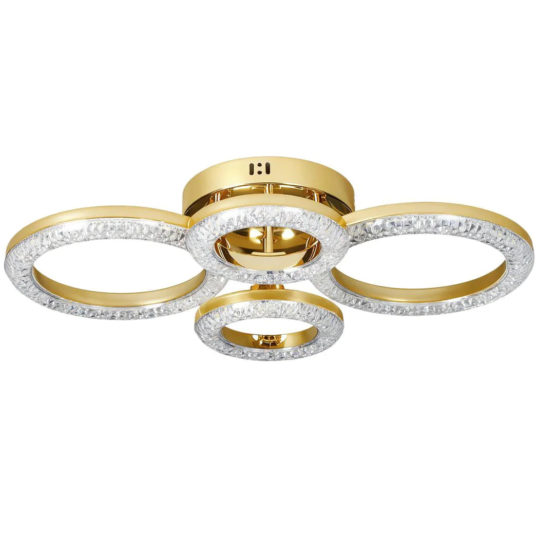 HOMCOM 4-Ring LED Flush Mount Ceiling Light with 3 Colour Temperatures – Modern Lighting, Gold Tone