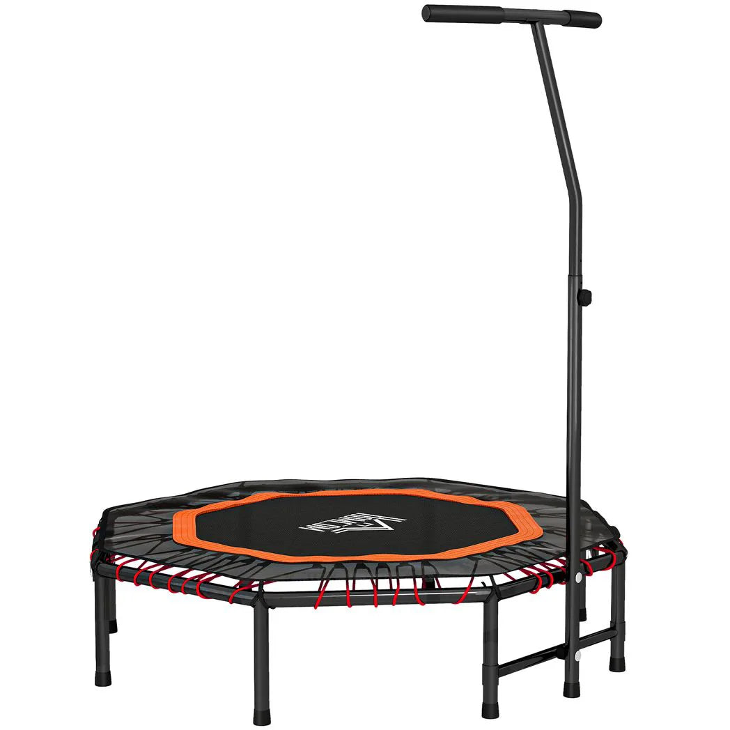 HOMCOM Fitness Trampoline with Adjustable Handle & 150kg Max Load – Foldable Low-Impact Rebounder for Adults