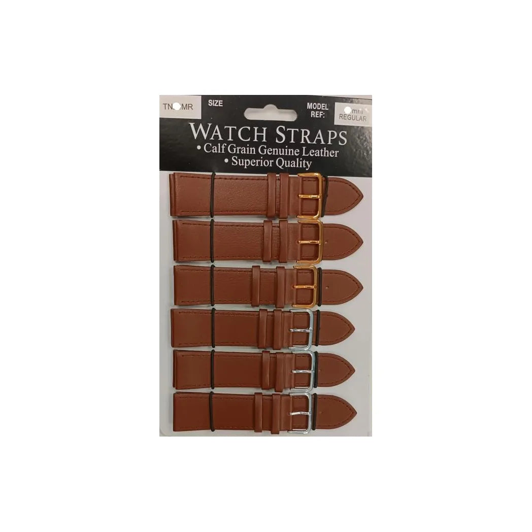 TNMR Tan Calf Regular Watch Straps, Card of 6 – Replacement Watch Bands in Tan