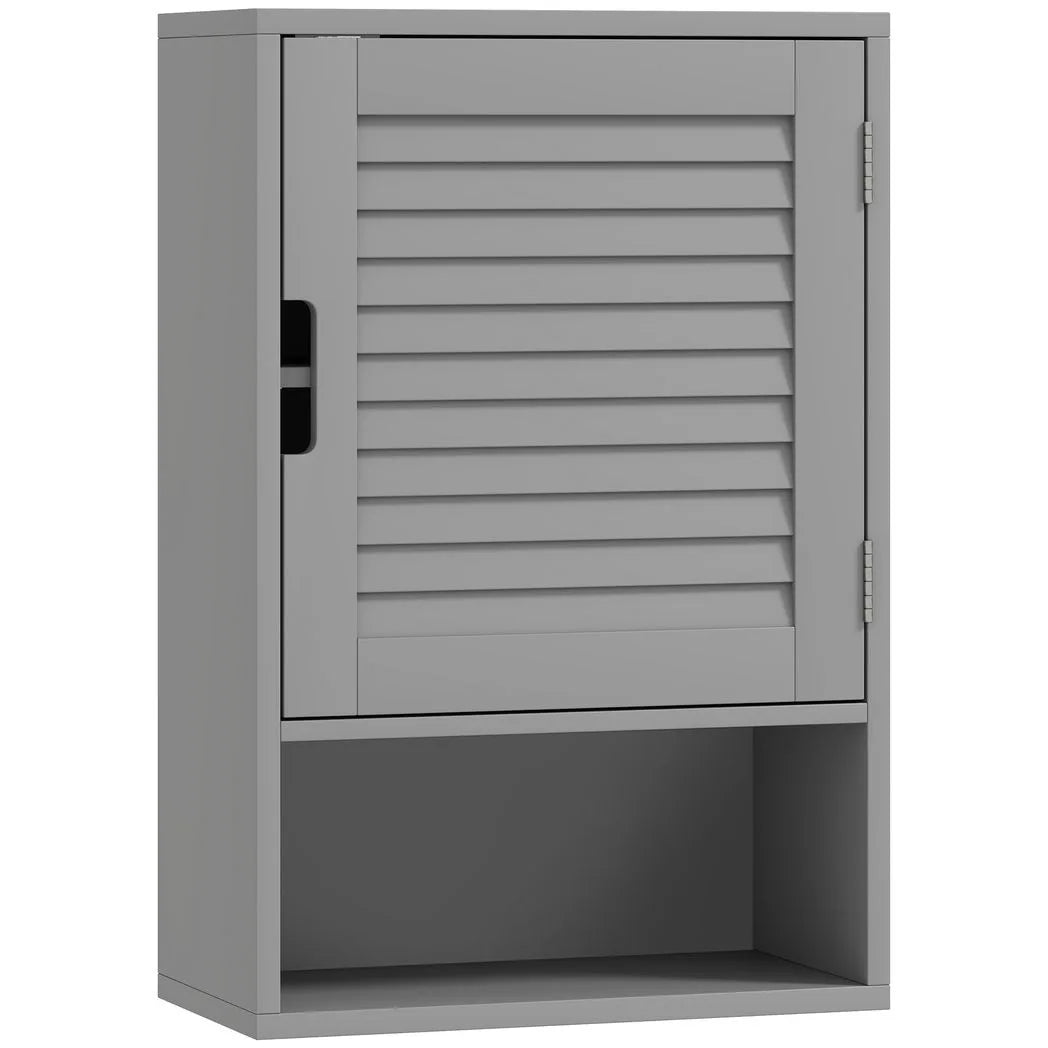 HOMCOM Wall Mounted Bathroom Cabinet with Adjustable Shelves, Louvred Door – 40 x 20 x 60 cm, Grey