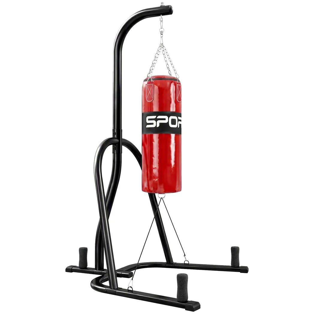 SPORTNOW Freestanding Punching Bag with Stand, 20kg Heavy Bag & Weight Plate Holders – Home Boxing Set, Red