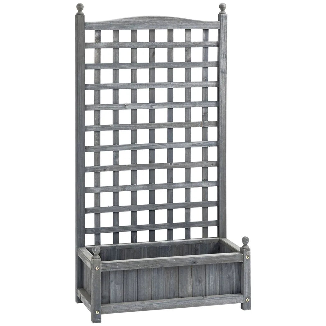 Outsunny Wooden Raised Planter with Trellis