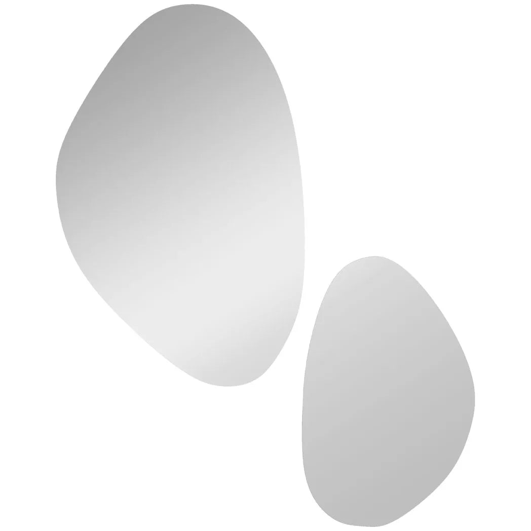 HOMCOM Set of 2 Pebble-Shaped Wall Mirror – Gold Tone