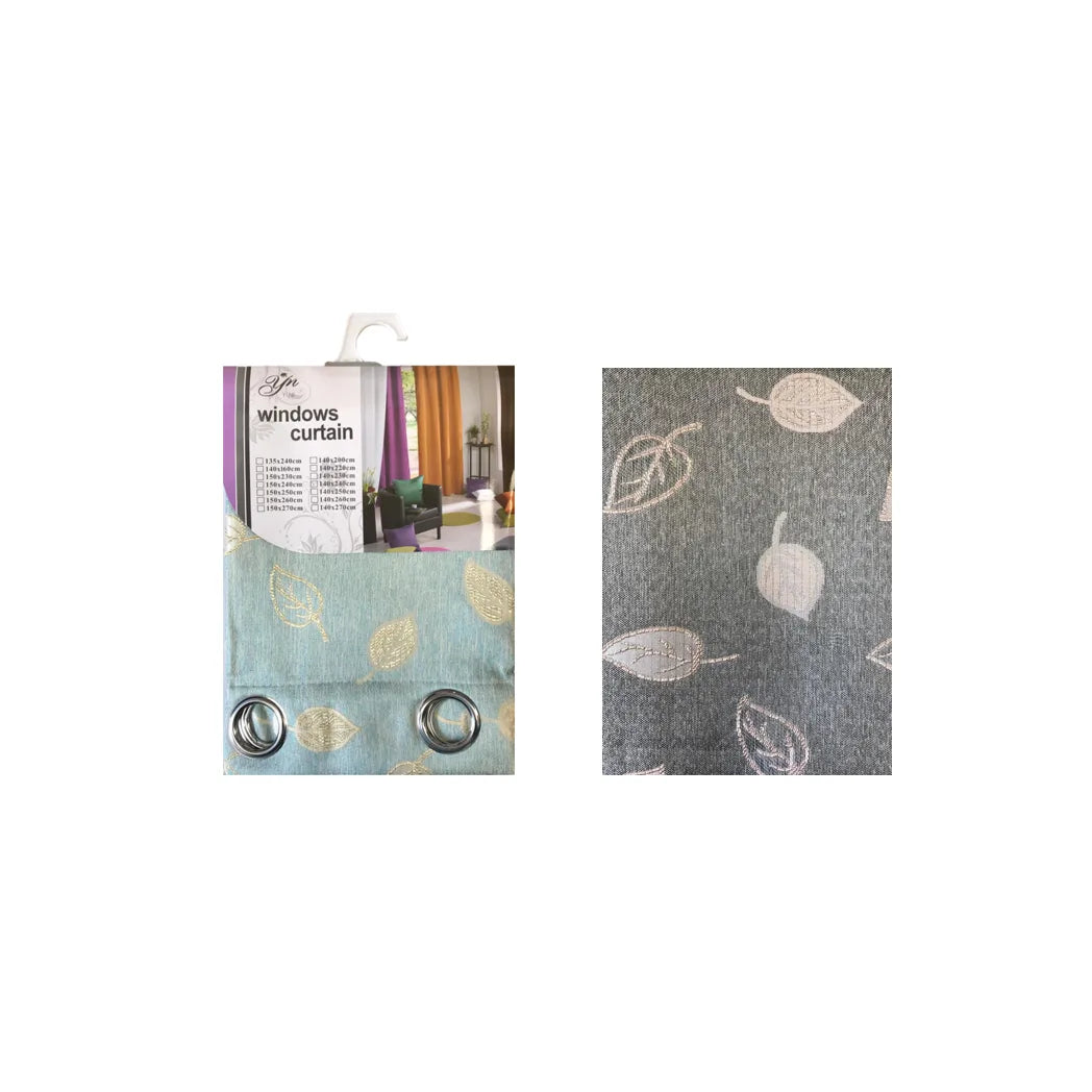 Jacquard Leaf Design Fabric Window Curtain – Room Curtain, Assorted Colours