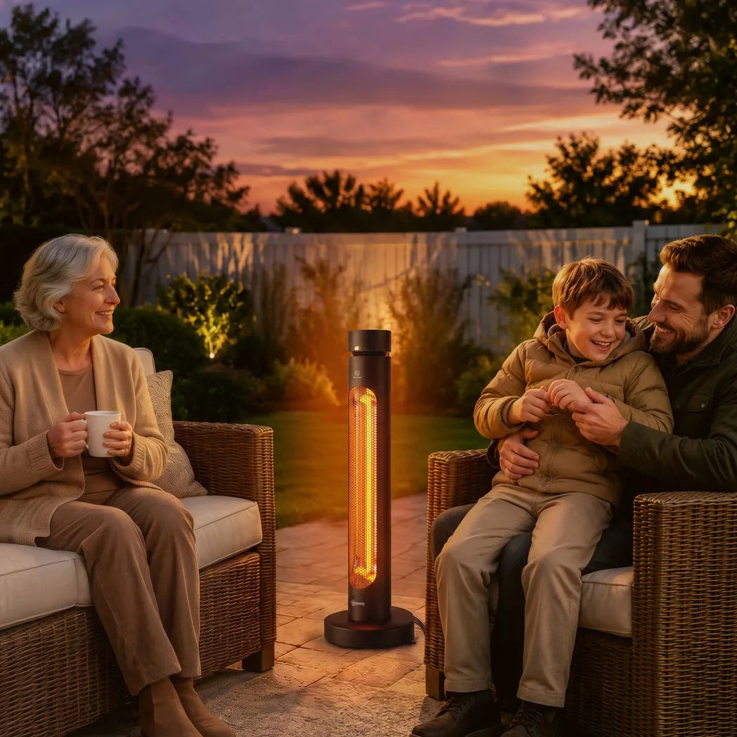Outsunny 2000 W Free-Standing Oscillating Electric Infrared Patio Heater with Remote and Knob Control – Black