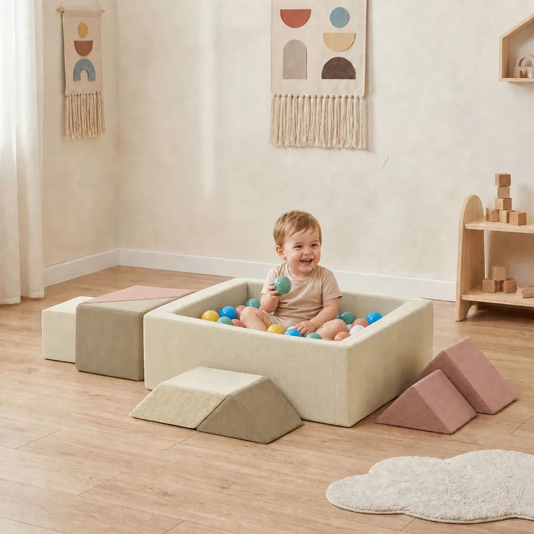 AIYAPLAY 9 Piece Foam Climbing Blocks Soft Play Set with Tangram Play and Removable Cover – Ages 3-6