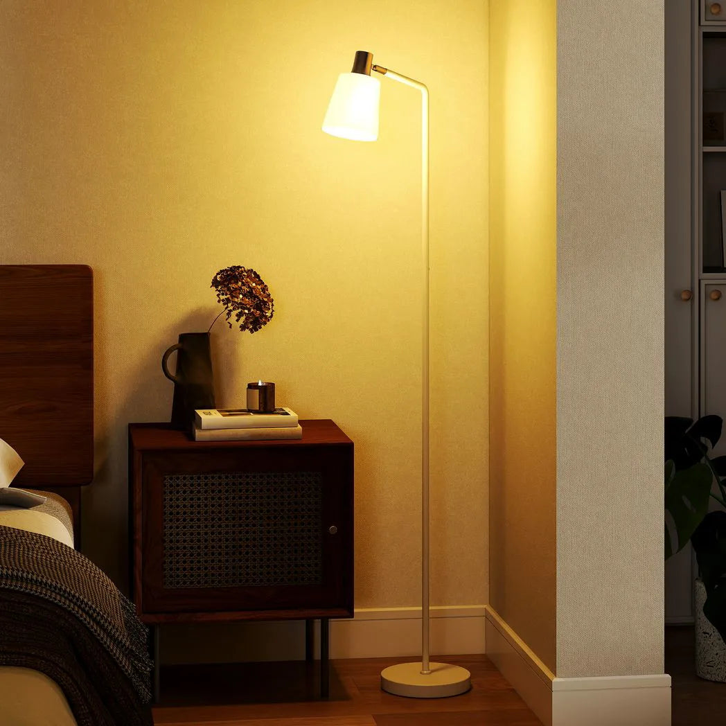 HOMCOM Modern Floor Lamp with Rotatable Head – White